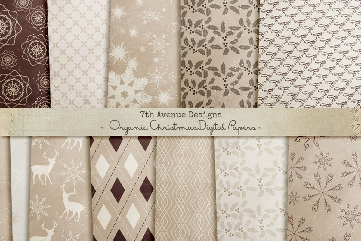 Organic Christmas Digital Papers