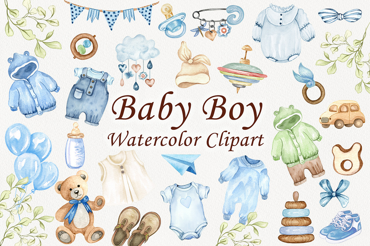 Baby Boy Watercolor Clipart, an Object Illustration by BarvArt (Photo 1 of 6)