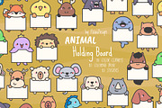 Animals Holding Signs Clipart Set, an Animal Illustration by Palau (Thumbnail 1 of 12)
