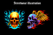 Streetwear Skull Illustration Bundle, an Object Illustration by METI (Thumbnail 4 of 6)