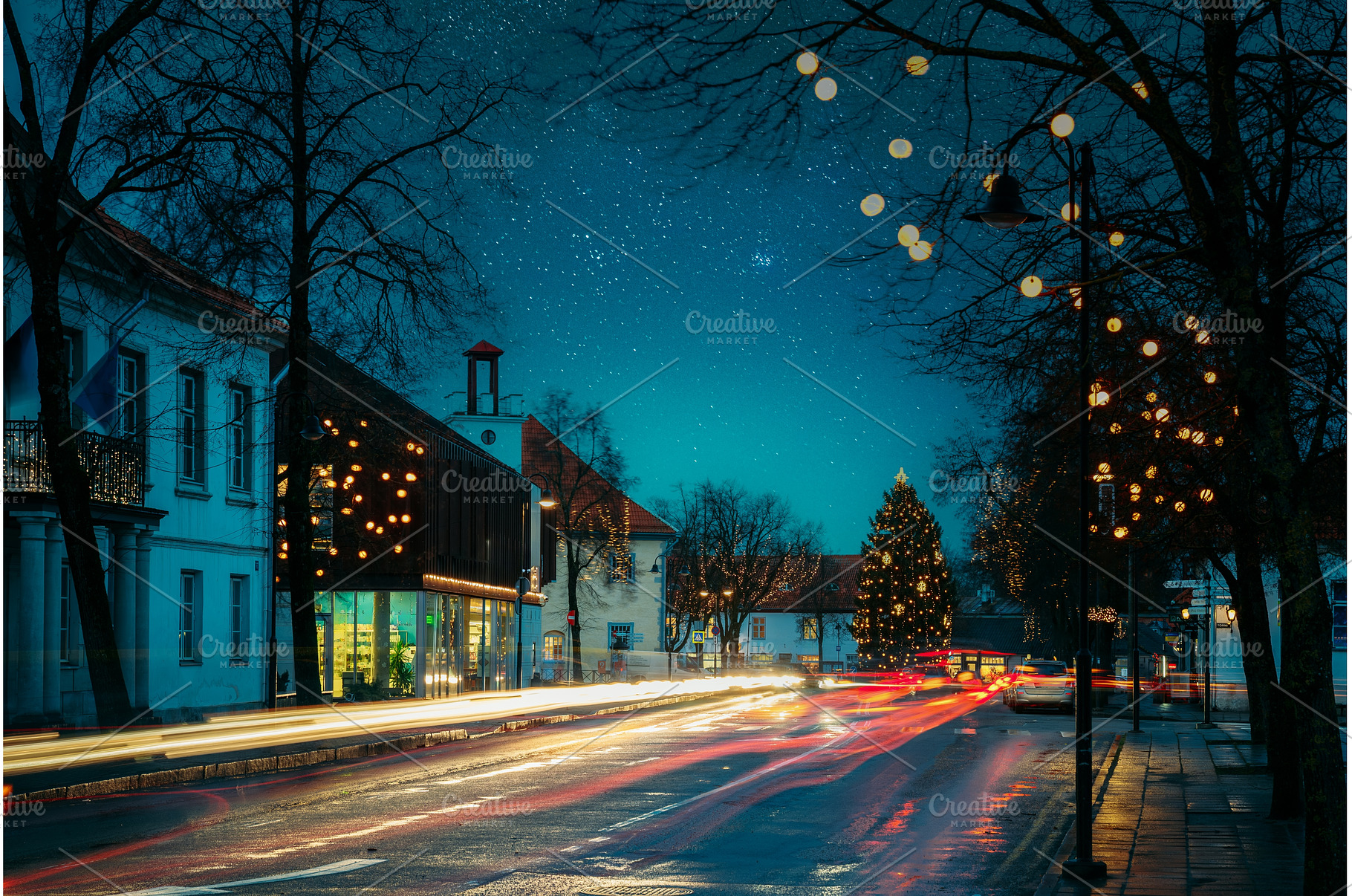 Car light trails on an illuminated, an Architecture Photo by Our Amazing World