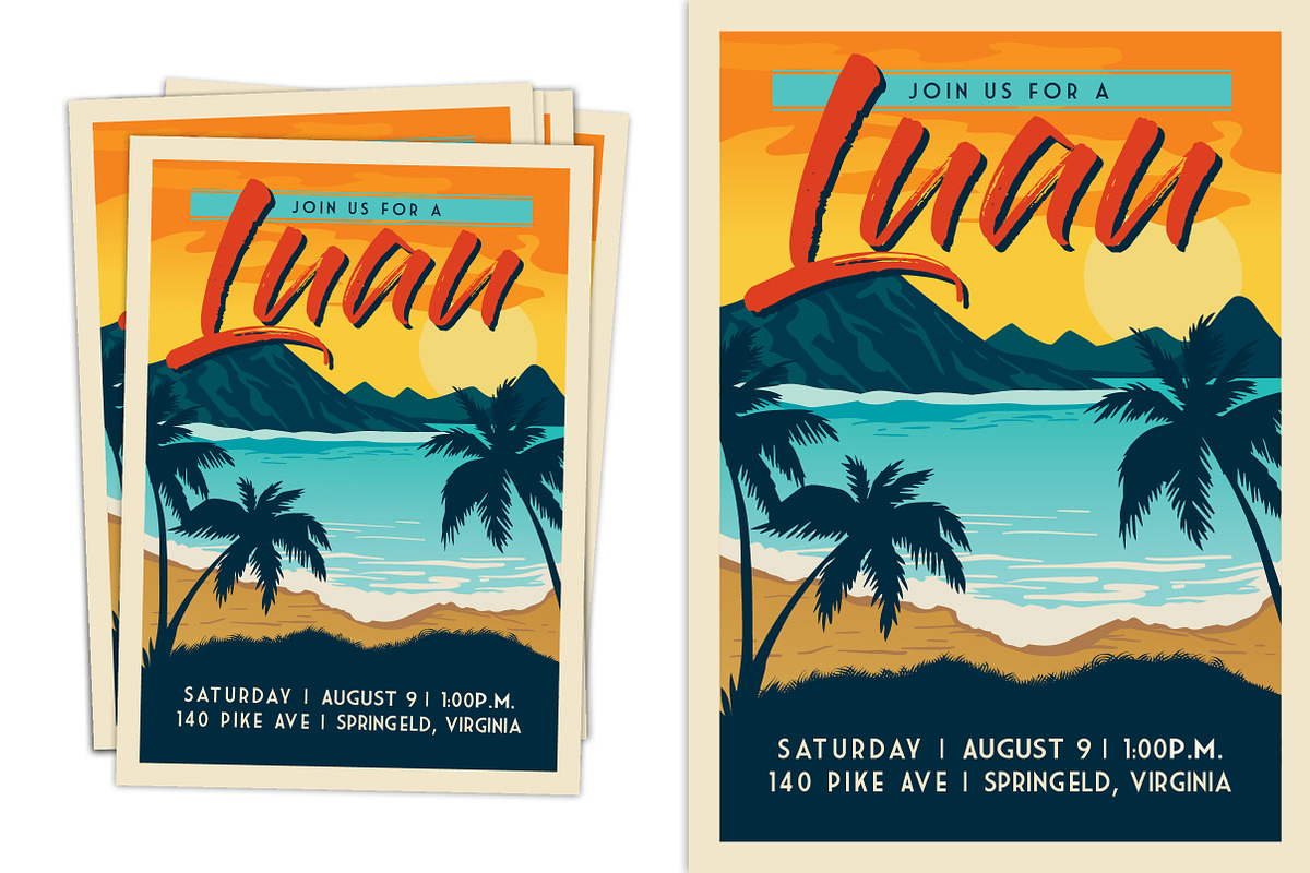 Retro Vintage Luau Party Invite, an Invitation Template by BF Studios (Photo 2 of 2)