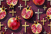 Seamless Pattern Pomegranate Cross, a Pattern Graphic by PLUM&FIGS (Thumbnail 1 of 5)