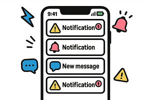Smartphone with notification alerts, a Technology Illustration by ZinetroN