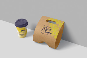 Kraft Single Cup Carrier Mockups