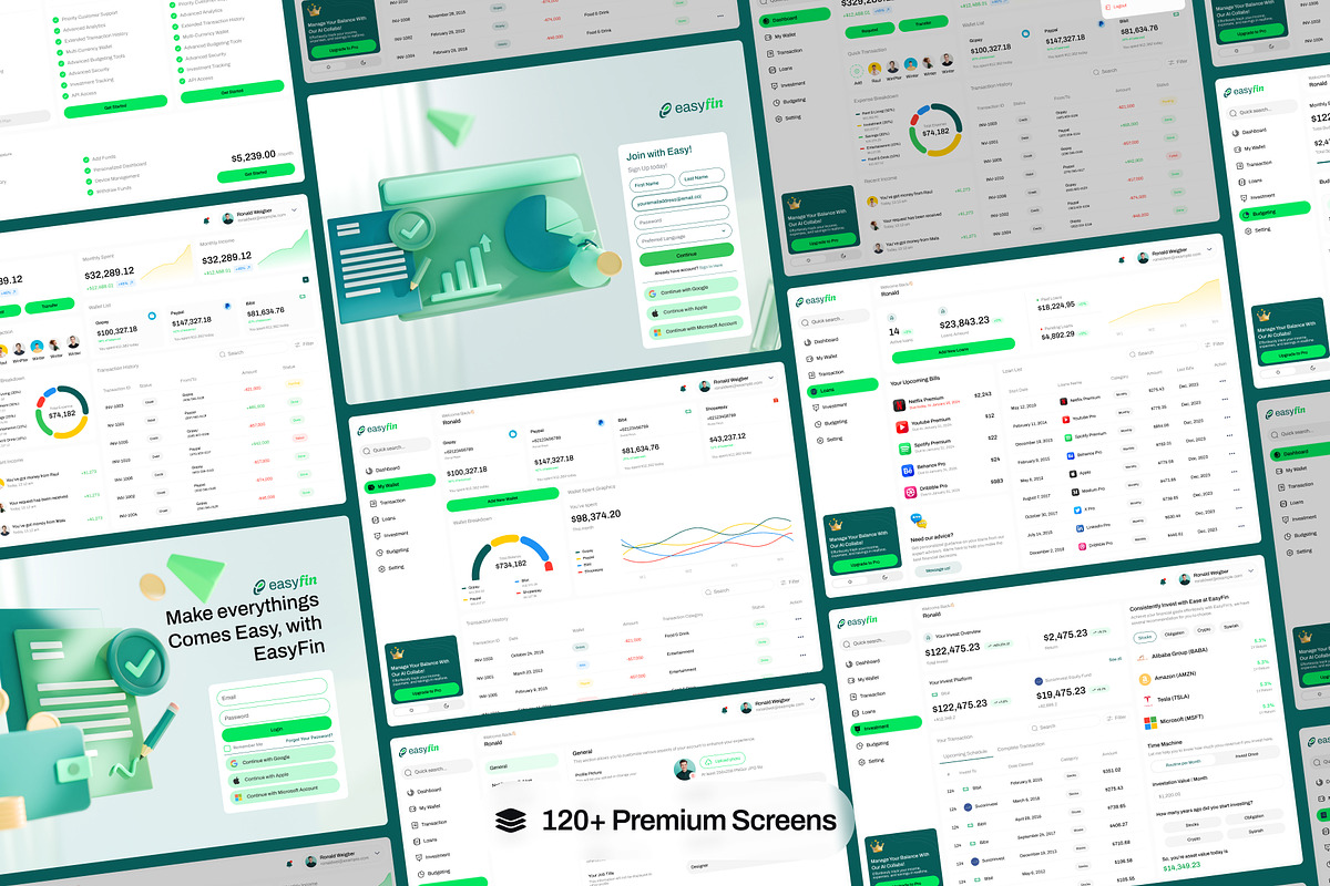 EasyFin - Finance Dashboard UI Kit, an UI Kit Template by Semusim Visual (Photo 3 of 8)