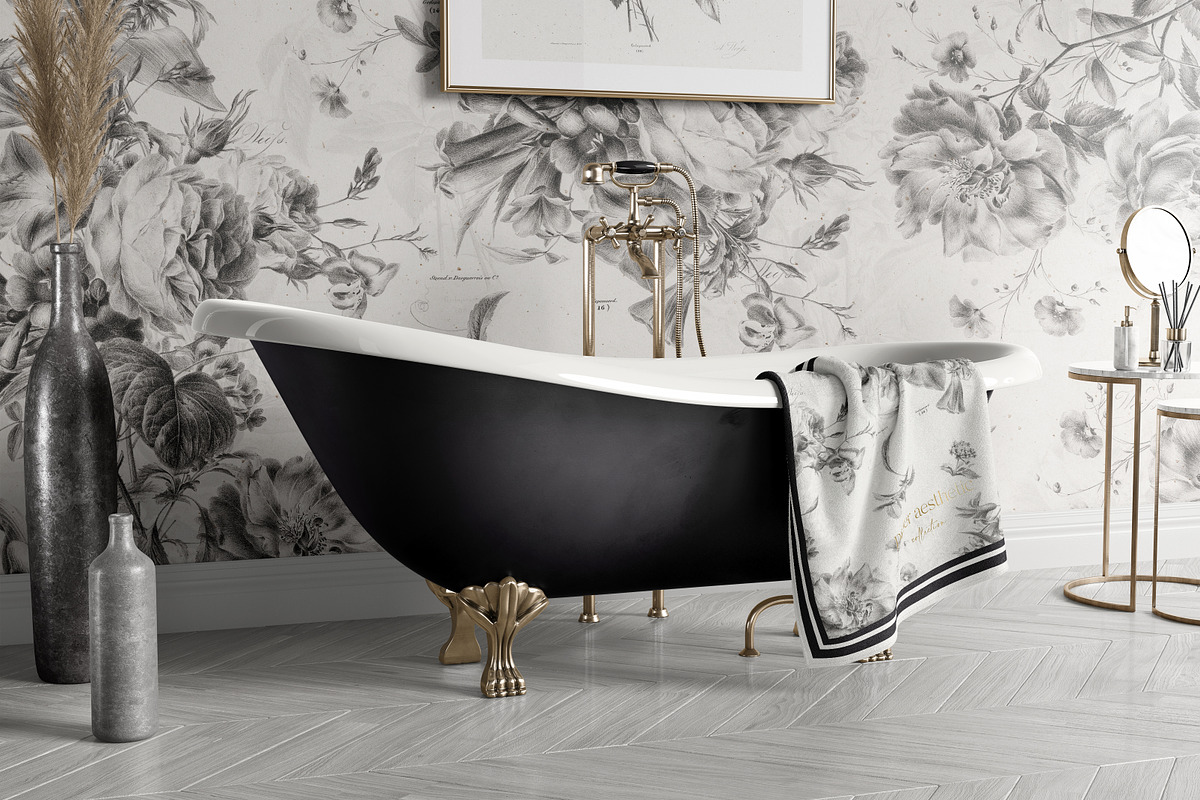 Toile Black and White Floral Pattern, a Pattern Graphic by paper aesthetic (Photo 9 of 10)