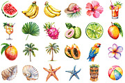 Tropical Watercolor Clipart Collecti, an Illustration by Sublimation Artist (Thumbnail 2 of 6)