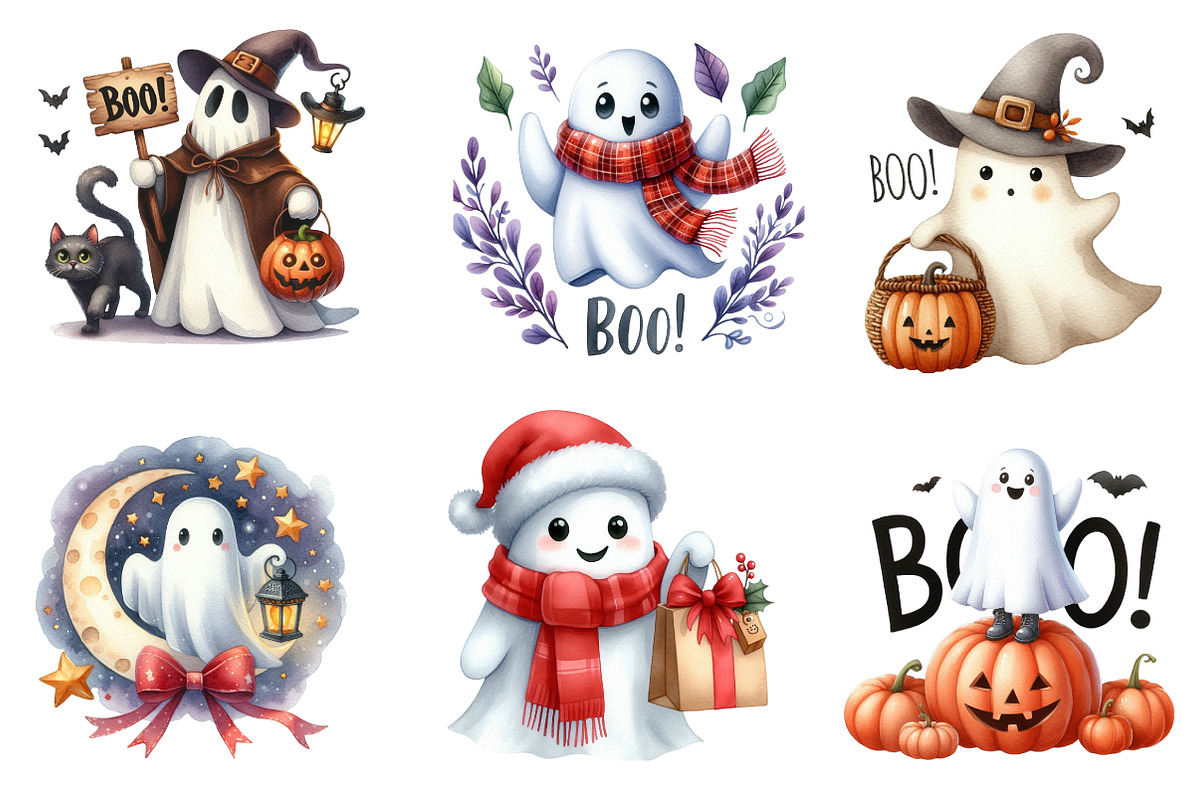 Halloween Ghost Clipart, an Illustration by CreationArt (Photo 5 of 5)