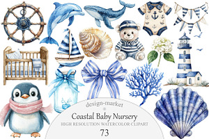 Coastal Baby Nursery Clipart, an Illustration by Design Market