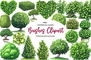 Watercolor Bushes Clipart Bundle, an Illustration by CreationArt (Thumbnail 1 of 6)
