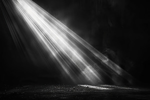 A powerful sunbeam shining through a, a Photo by LOGOCREATIVE