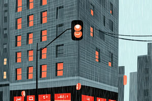 Modern Cityscape at Twilight, a Decorative Illustration by Virgo Studio