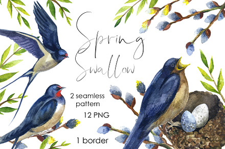 Watercolor bird swallow clipart png, an Animal Illustration by KomtsyanTatyanaArt