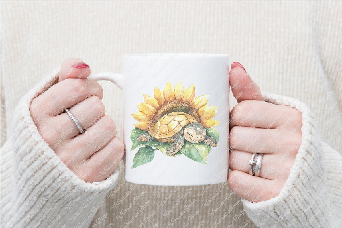 Watercolor Floral Sea Turtles, an Illustration by Watercolor design (Photo 7 of 11)