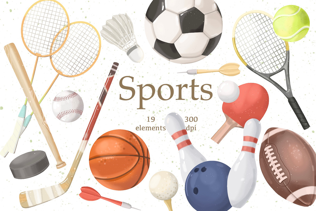 Sports Clipart, Sports Ball PNG, a Sport Illustration by ArtGiftsStudio (Photo 1 of 3)