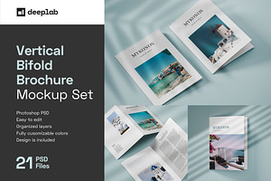 Vertical Bifold Brochure Mockup Set