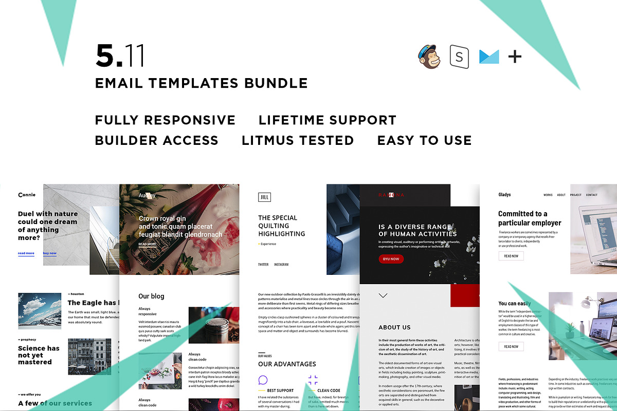 5 Email templates bundle XI, an Email Template by ThemesCode