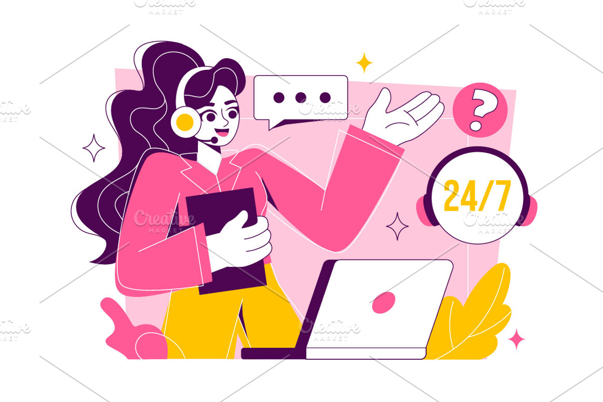 6 Customer Support Illustration, a Person Illustration by denayunebgt (Photo 3 of 3)
