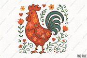 Floral Chicken Valentine PNG, an Illustration by CraftArtStudio (Thumbnail 1 of 4)