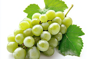 Bunch of ripe green grapes with leav, a Food & Drink Photo by Pixeness Studio