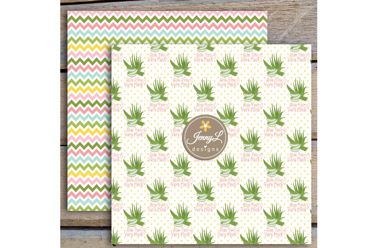 Aloe Vera Digital Papers and Clipart, a Pattern Graphic by JennyL Designs (Photo 8 of 8)