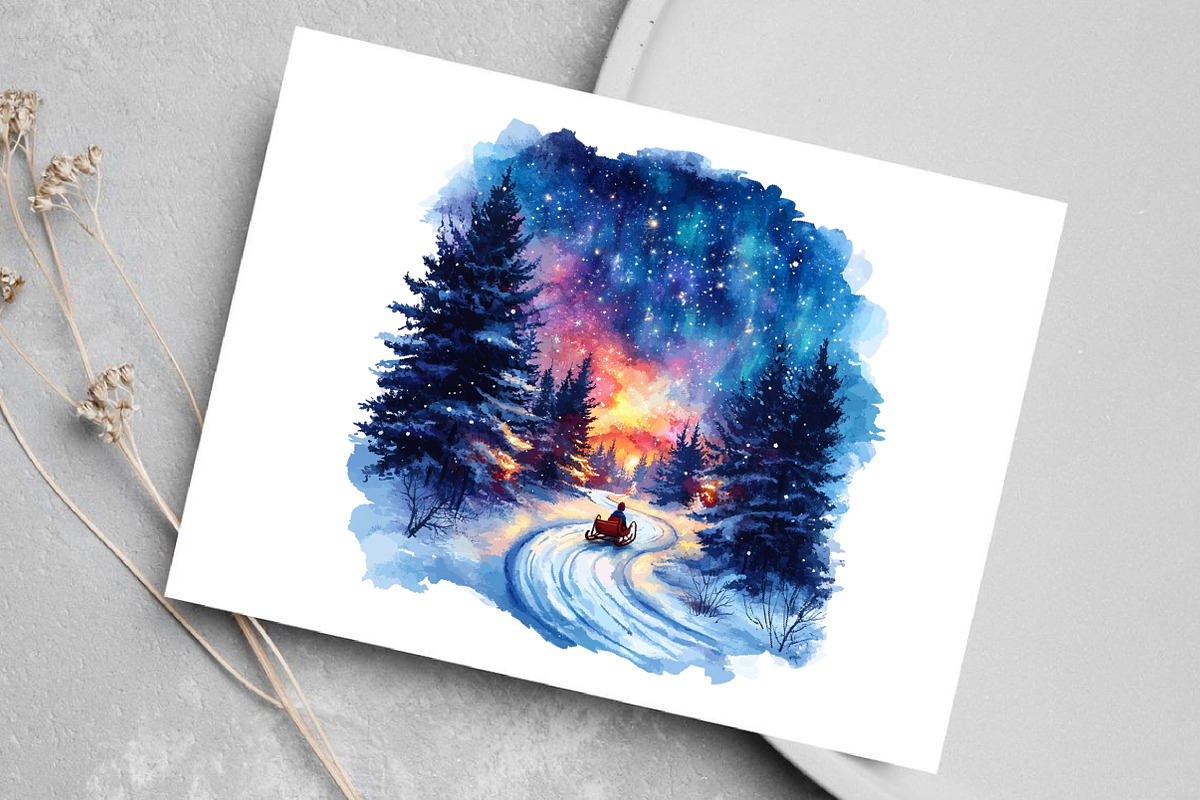 Christmas Polar Lights Clipart, an Illustration by Canvas Craft (Photo 6 of 7)
