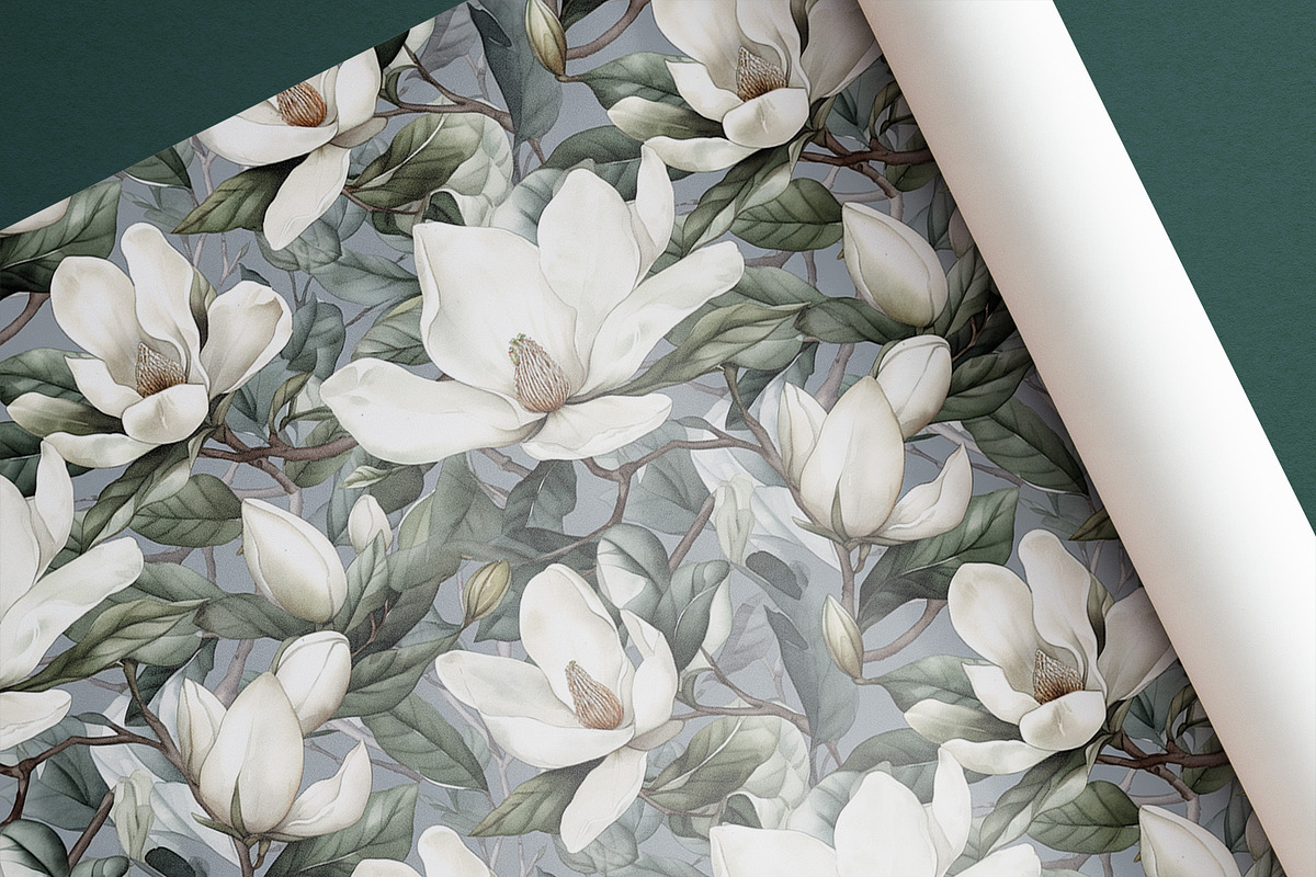 WHITE MAGNOLIA Seamless Pattern 02, a Pattern Graphic by AYAKA Studio Co. (Photo 3 of 8)