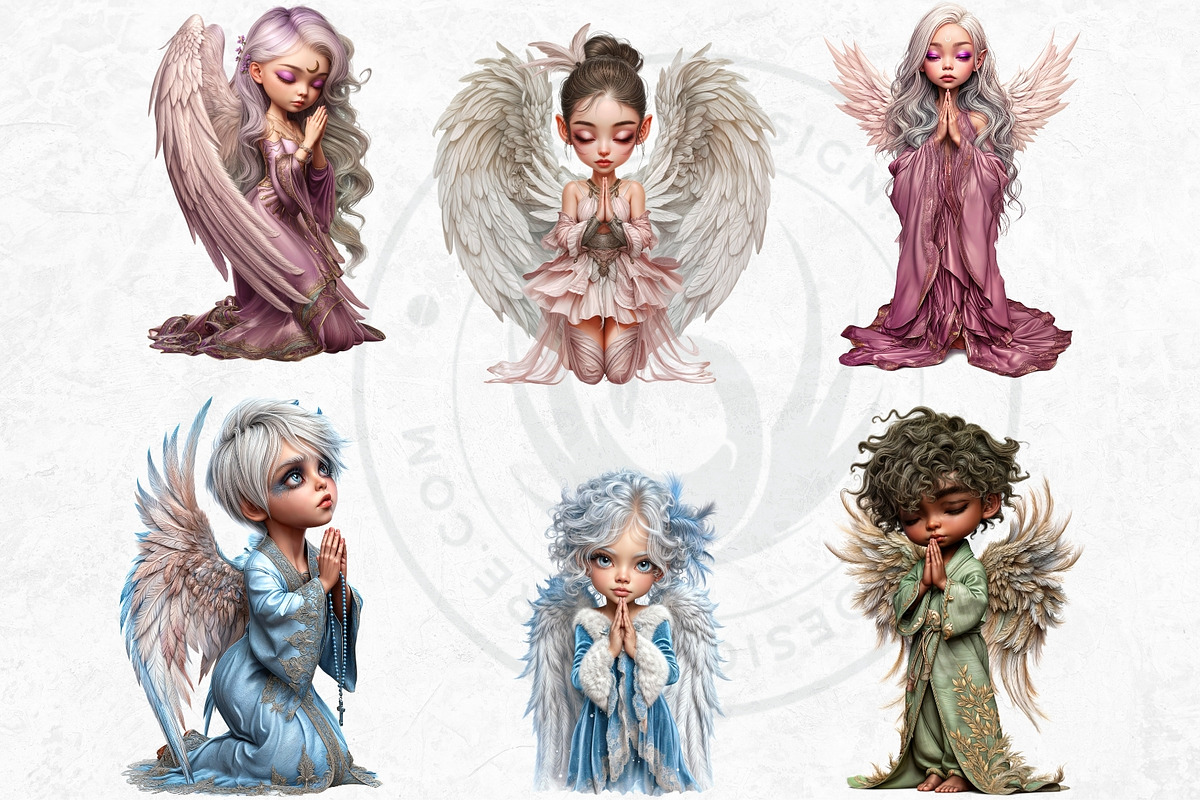 Little angels praying clipart set, a Person Illustration by ThatsDesignArt (Photo 9 of 10)