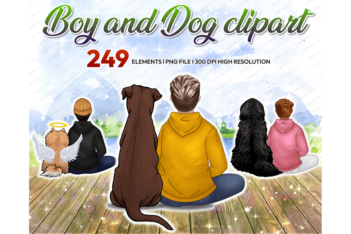 Best friends dog clipart PNG, Boy, a Person Illustration by Podcliparts (Photo 1 of 6)