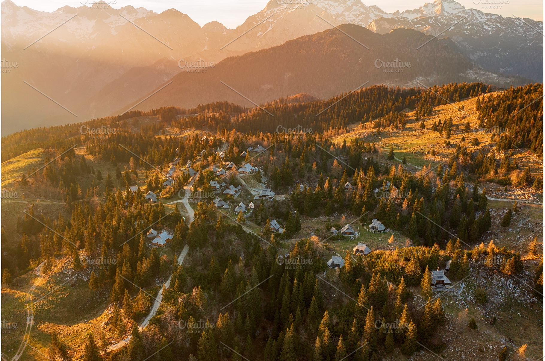 Mountain village in Alps, wooden, a Nature Photo by Nature and travel