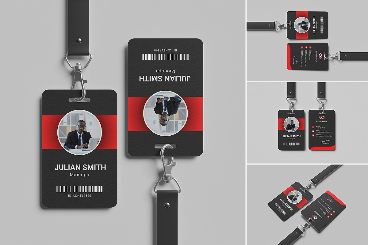 ID card mockup with lanyard, an Advertising Mockup by GraphicWindow (Photo 1 of 6)