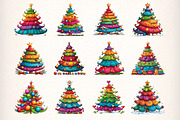 Whimsical Christmas Trees Clipart, an Illustration by Dream Creation (Thumbnail 2 of 7)