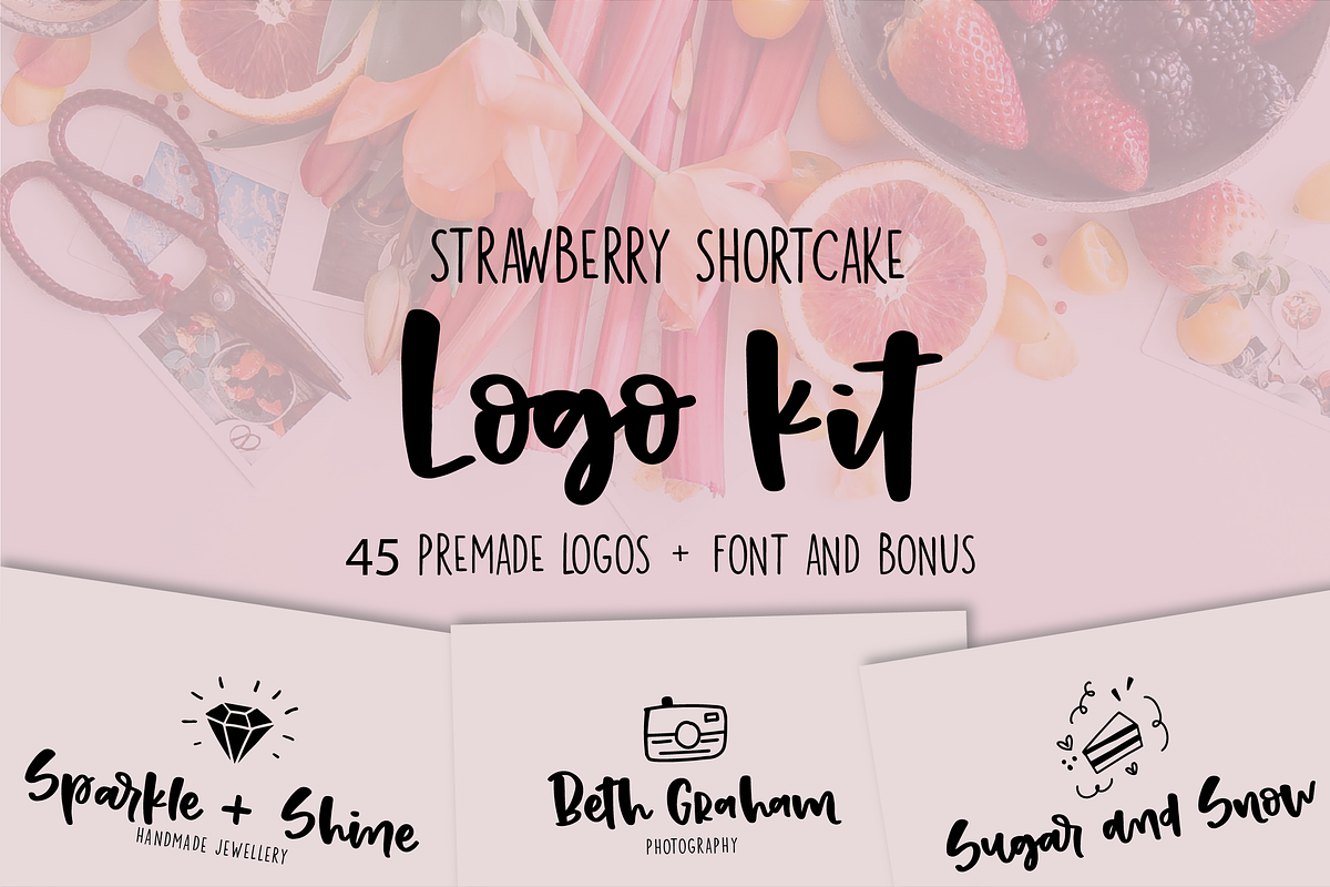 StrawberryShortcake LOGO KIT + Bonus, a Branding & Logo Template by theinkaffair (Photo 1 of 13)