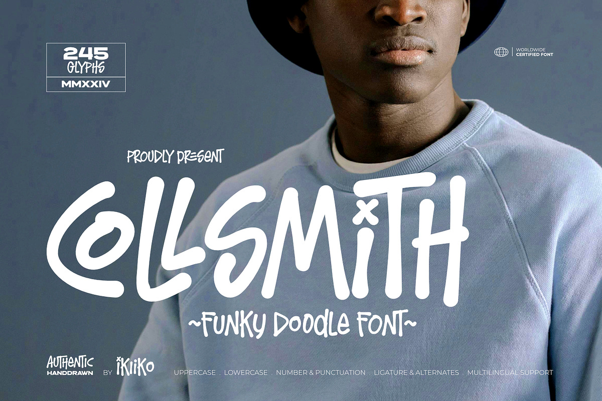 Collsmith - Funky Doodle Font, a Handwritten Font by ikiiko (Photo 1 of 7)