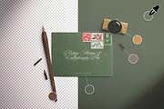 Envelope-Postage Stamps Calligraphy, an Advertising Mockup by Custom Scene (Thumbnail 5 of 10)