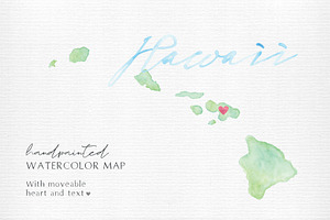 Watercolor Map of Hawaii