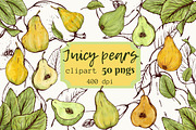 Juicy pears set clipart, a Food Illustration by Mrs.Swan_Design (Thumbnail 1 of 7)