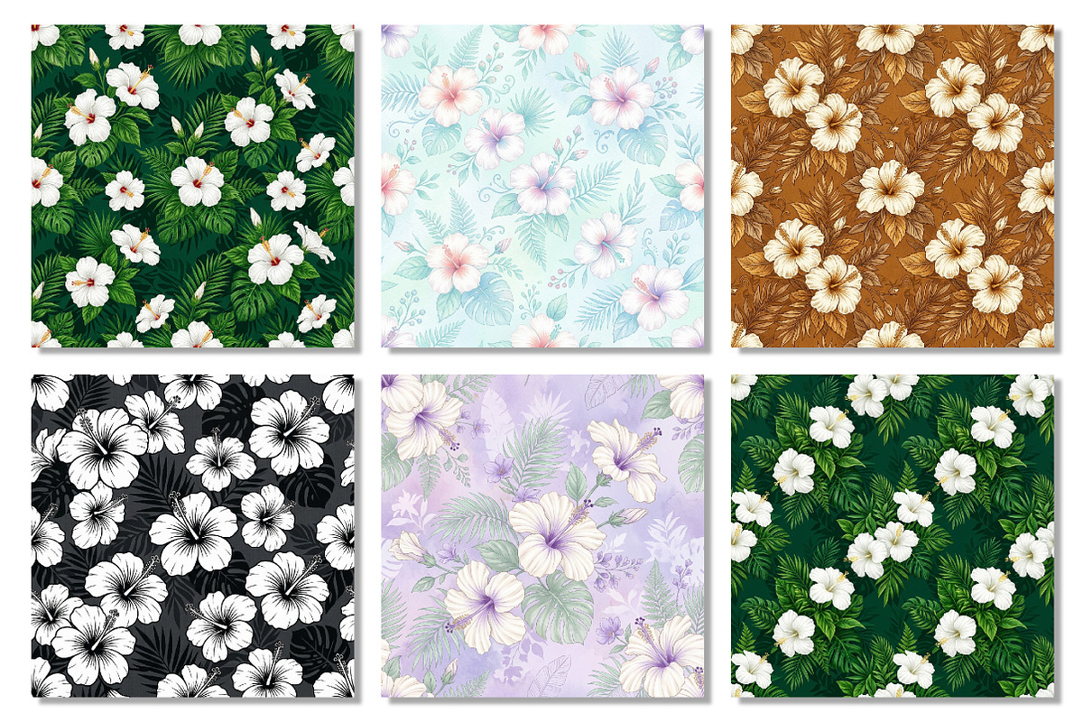 Hibiscus Flowers Digital Pattern, a Pattern Graphic by Dream Creation (Photo 2 of 7)