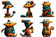 Whimsical Christmas Cat Clipart, an Illustration by Black Bird Studio (Thumbnail 4 of 6)