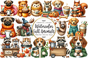 Fall Coffee Animals Clipart, an Illustration by OK Design (Thumbnail 1 of 5)