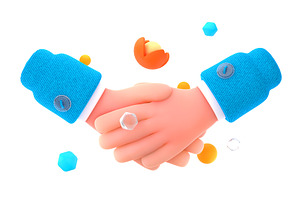 3d render handshake icon isolated, a Characters & Person 3D Model by art PVP - market