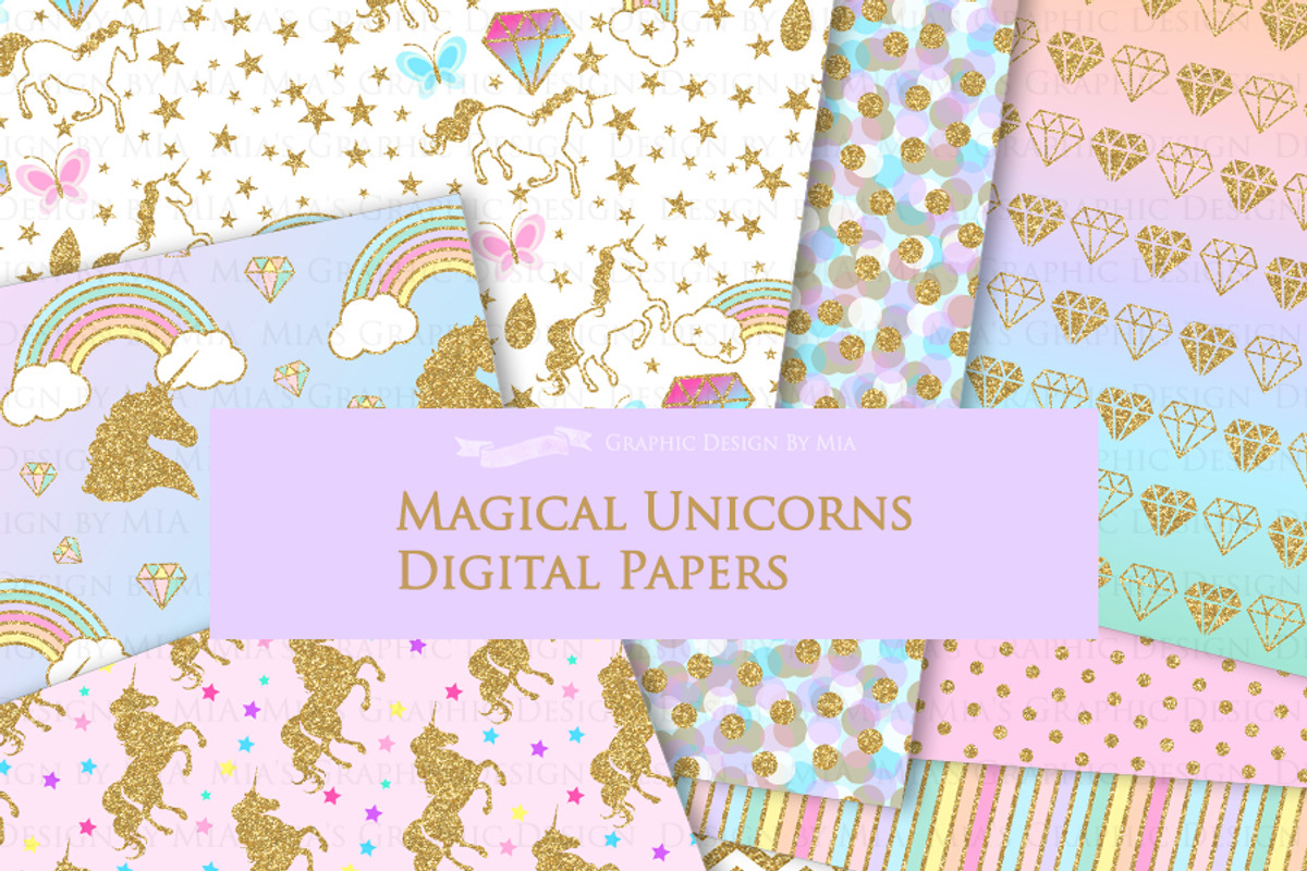 Magical Unicorns, Einhorn, Gold, an Illustration by Mia's Graphic Design (Photo 11 of 11)