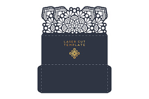 Vector wedding card laser cut template. Vintage decorative elements, a Business Card Template by Tori Shen