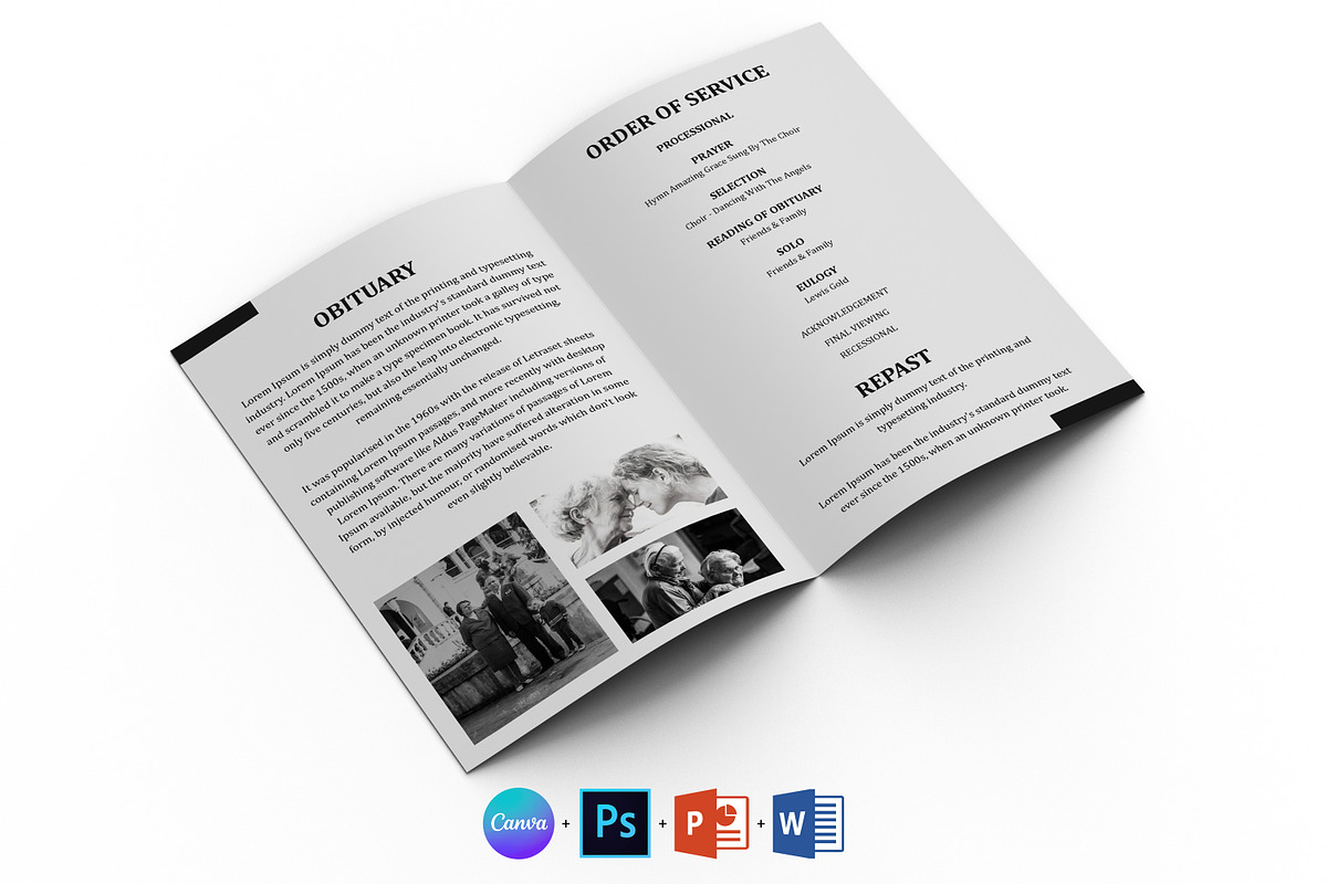 Funeral Program Template | Obituary, a Brochure Template by Designscozy (Photo 3 of 8)