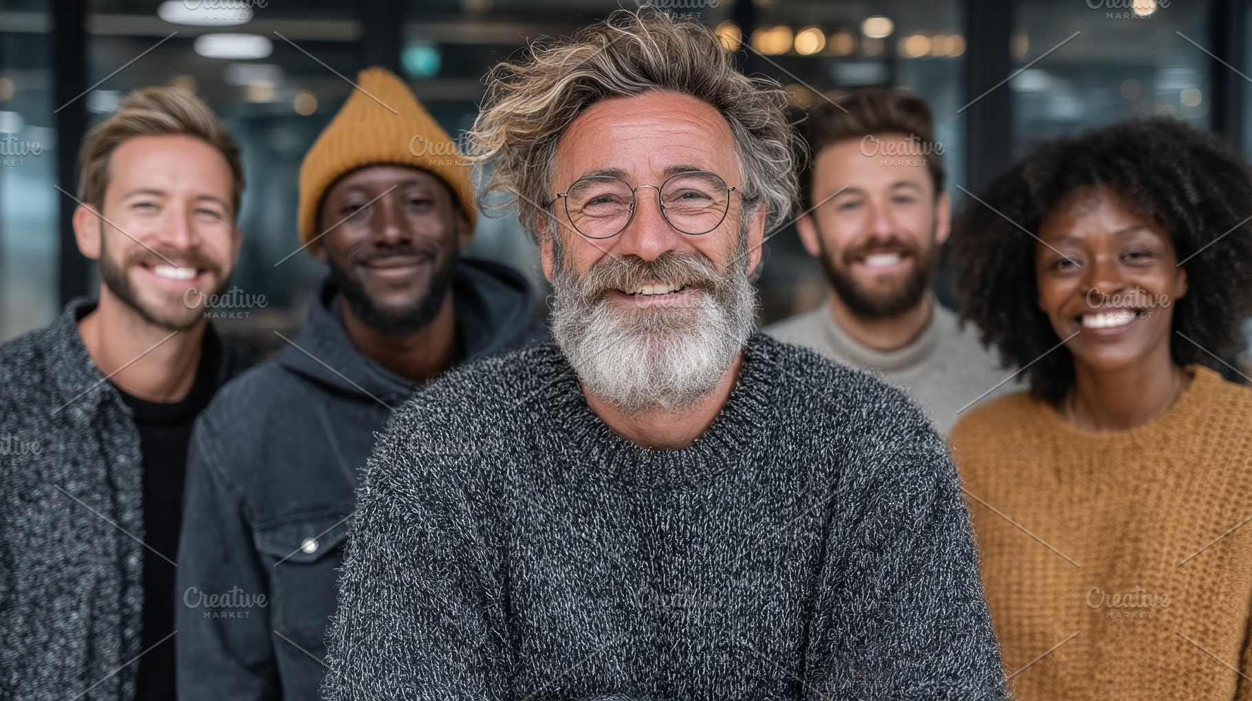 Team of diverse and happy individuals smiling confidently in a modern setting, a Person Photo by AS photostudio