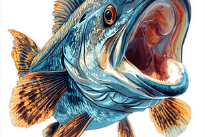 Powerful Fish Open Mouth Striking Po, an Animal Photo by Pixeness Studio