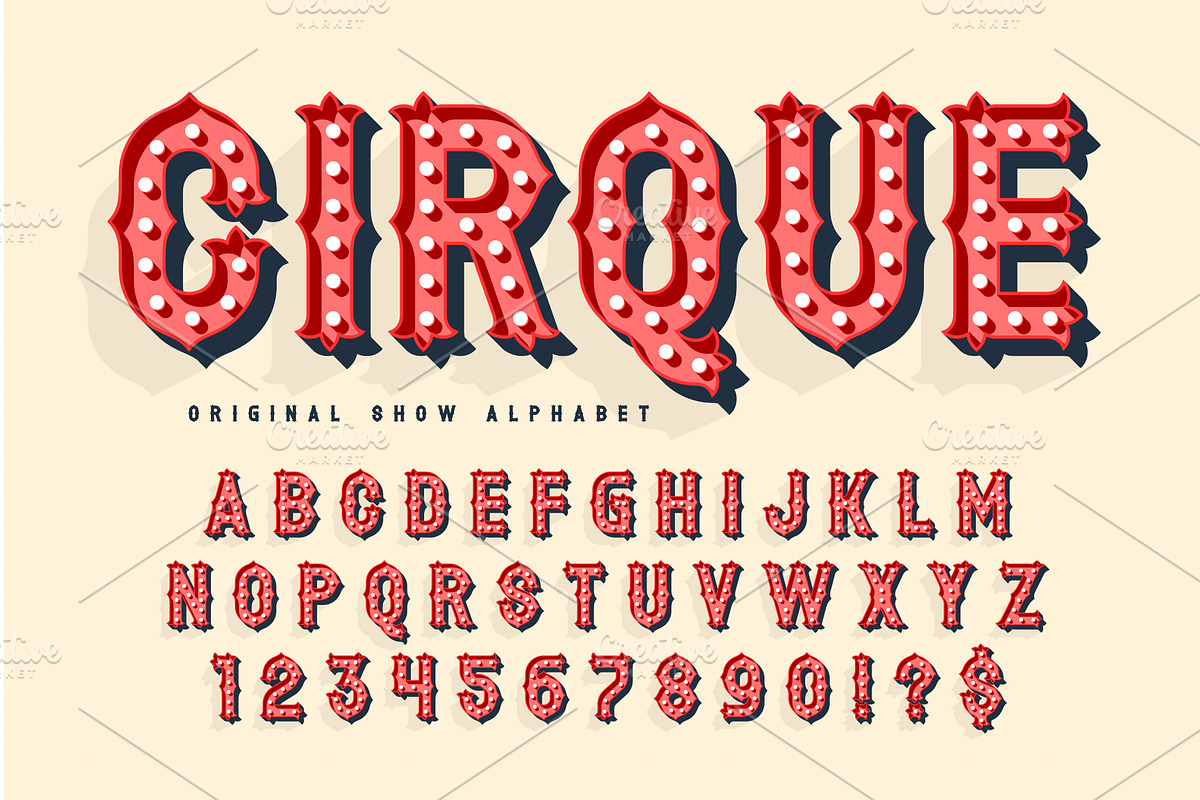 Retro circus alphabet design, an Illustration by RevelStockart