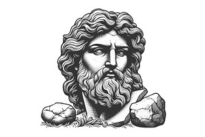 Powerful Mythological God engraving, a Person Illustration by AlexArt