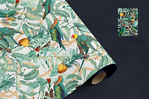 Mint Tropical Parrots Paper Pack